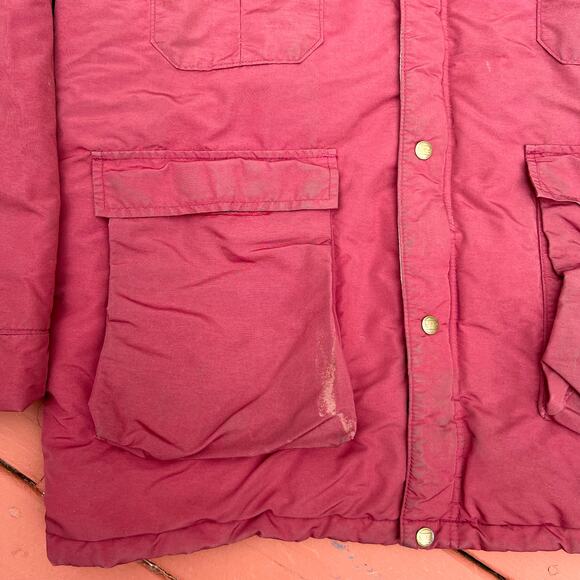 Vintage 80s LL Bean Outerwear Red Winter Baxter State Parka Jacket Puffer Coat - Picture 5 of 12